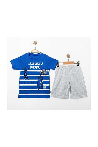 TRENDİMİZBİR Costum de vară pentru băiat, albastru, cu imprimeu Live Like a Surfer