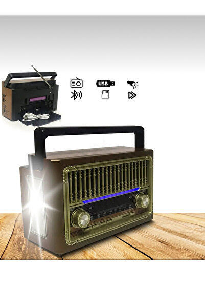 EMİN ENSAR HOME Nostalji Radyo Bluetoothlu Radyolu USB Sd El Fenerli KTF-1655