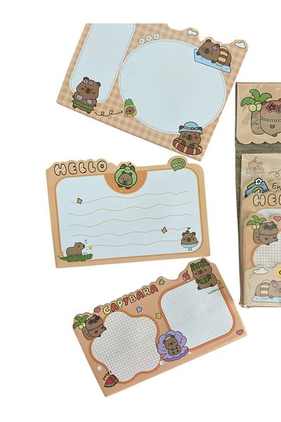 synsafe Capybara Capibara Postit Adhesive Note Paper 3 Pcs