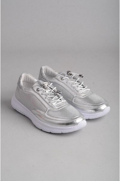 SEÇ KUNDURA Seç N111 Genuine Leather Women's Sports Shoes Silver