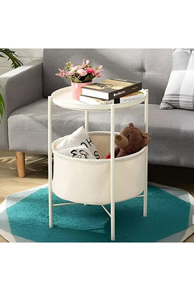 1st First White Round Metal Coffee Table