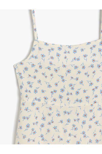 Koton Floral Patterned Thin Strap Viscose Dress