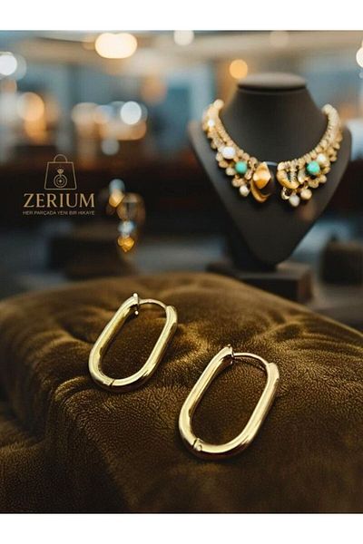 ZERİUM Gold Plated Steel Hoop Earrings |   Waterproof & Stylish Design |   Gift Boxed