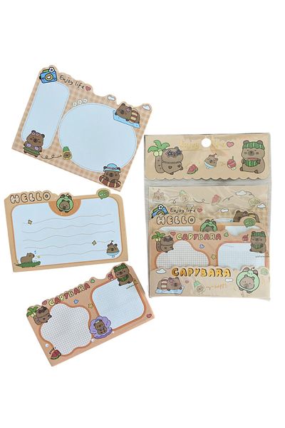 synsafe Capybara Capibara Postit Adhesive Note Paper 3 Pcs