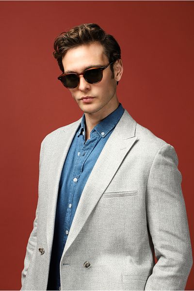 Kiğılı Slim Fit Slim Fit Linen Blended Double Breasted Jacket