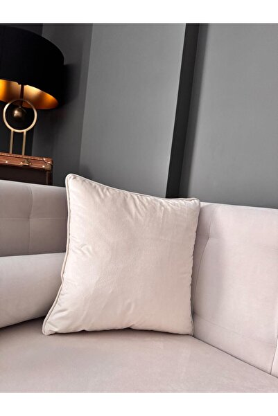 ref crea Кадифена калъфка за възглавница с кант, екрю