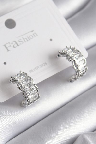 Skygo Brass Silver Color Zircon Stone Women's Earrings - TJ-BKP8628