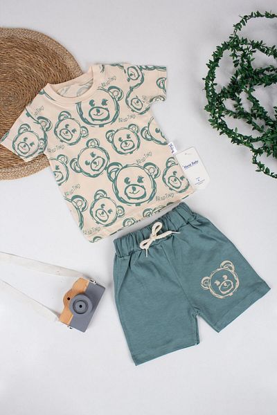Murat Baby Boy's Bear Patterned Set - Shorts and Top Set