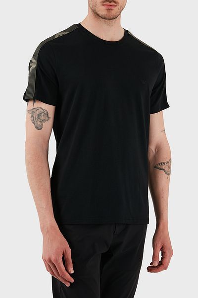 Emporio Armani Cu logo Tricou din bumbac elastic Slim Fit cu decolteu pentru bărbați EM000377 AF10773 UC