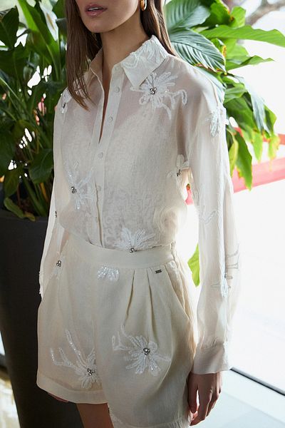 BSB Embroidered Stone Detailed Regular Fit Classic Collar Shirt Shirt 053