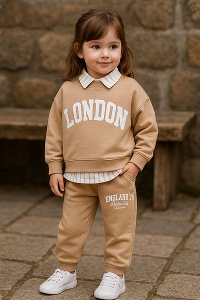 Murat Baby Памучен костюм с яка на райета за момиче в Лондон