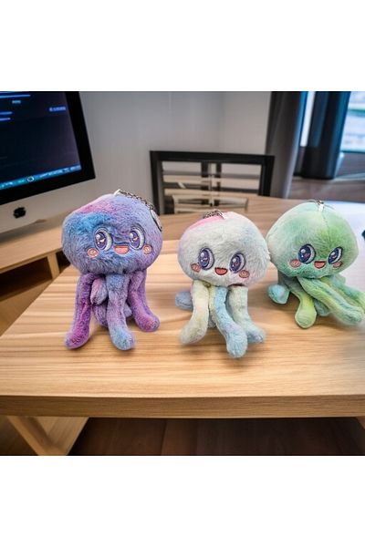 Meyra Accessories Octopus Animal Plush Keychain Cute Good Quality Colorful Color Option 1Pcs