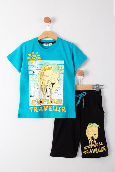 TRENDİMİZBİR Set de pantaloni scurți pentru băiat cu imprimeu soare-capri