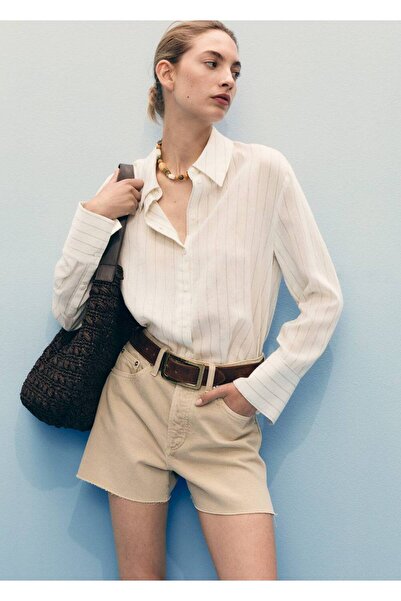 MANGO Woman Paçaları dikişsiz denim şort