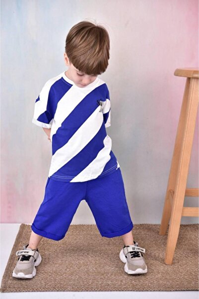 TRENDİMİZBİR Σετ Καπρί γραπτού αγοριού με χοντρή γραμμή