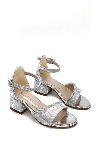 KİNDEP Kindep Mini Girl's Heeled Evening Dress Shoes Silver