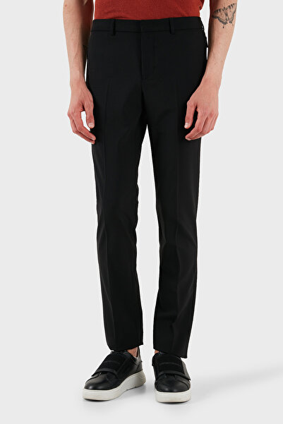 Emporio Armani Stretch Wool Regular Fit Normal Waist Straight Leg Pants Men's Pants Em000442 Te10404