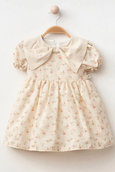 minuma Baby Girl Floral Patterned Linen Dress 9-24 Months