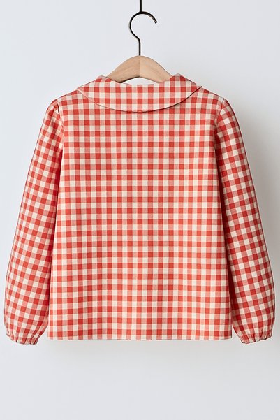 Angel&Co. Girls Clothing White Bow Coral Color Checkered Girl's Shirt
