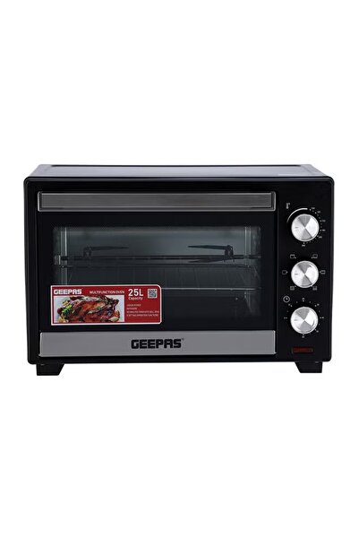 Geepas فرن، 6 مراحل اختيار التسخين، 4 قطع، 25 لتر، 1600 واط، GO4464N، أسود/شفاف