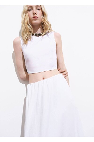 MANGO Woman Sırtı bağ detaylı kısa bluz