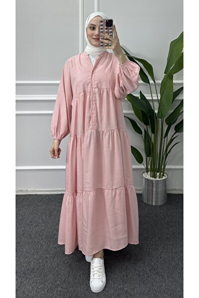 bybaharoz Modal Düğmeli Elbise