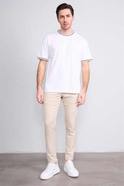 Çetinkaya Chester Polo 3792 Men's Crew Neck 30/1 Pique T-Shirt Optical White