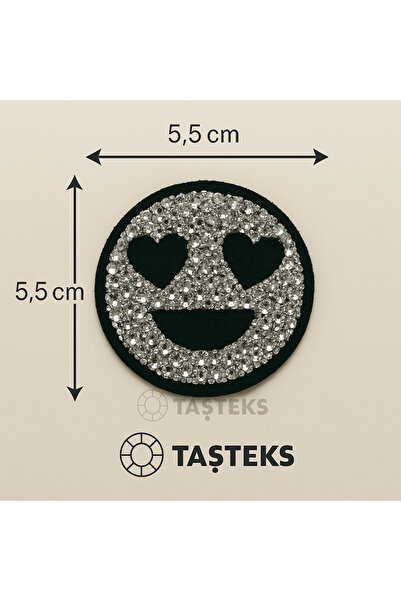 Taşteks TAŞLI Ütülenebilen veya Sticker Olarak Kullanılabilen Kalpli Smiley E...