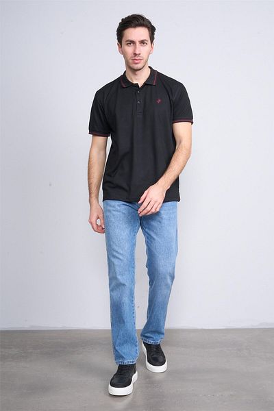 Çetinkaya Chester Polo 3953 Men's Polo Neck 30/1 Pique T-Shirt Black