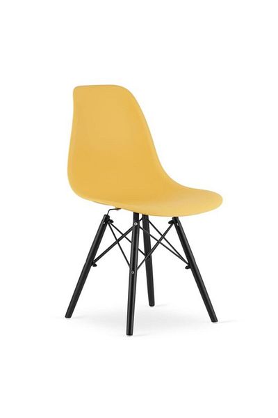 Avex Scaun în stil scandinav, Artool, Osaka, PP, lemn, muștar și negru, 46x54x81 cm