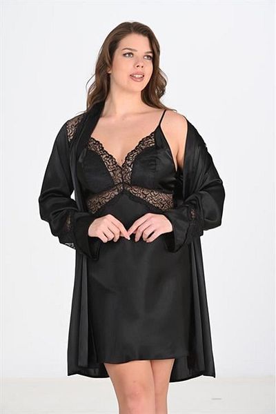 AHU Byryeni Large Size 2-Pece Μαύρο Σετ Παντόφλες Bigsize Yeniseason