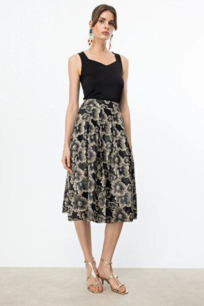 Ekol Спідниця середньої довжини з візерунком та плісировкою, колір візоновий-1532