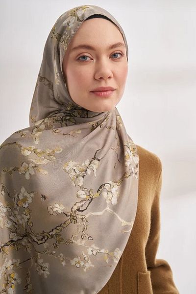 ARMANDA Σάλι Voile Almond Bloom Pattern 04464-πέτρα Μπεζ