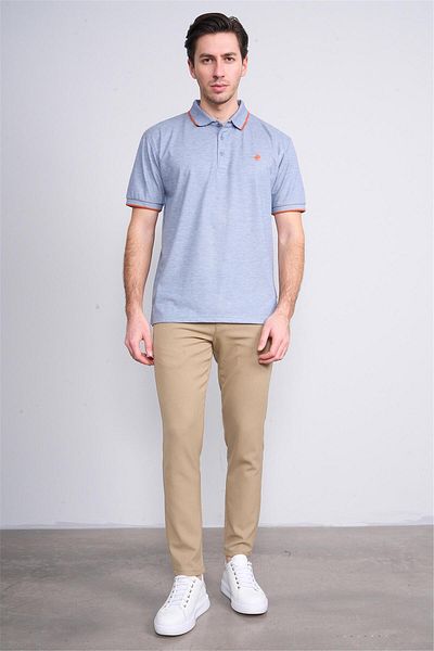 Çetinkaya Chester Polo 3939 Men's Polo Neck 1-1 Pique T-Shirt Blue