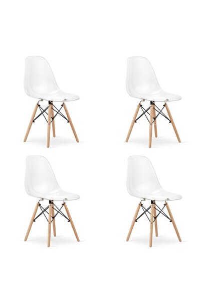 Avex Σετ 4 καρέκλες σκανδιναβικού στιλ, Artool, Osaka, πολυανθρακικό, ξύλο, διαφανές, 46x52x82 εκ.