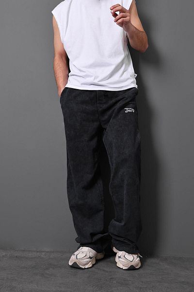 Slatra Men's Black Printed Washed Baggy Fit Tracksuit
