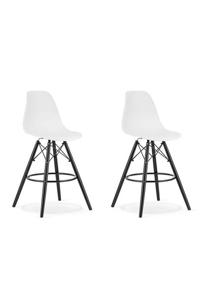 Avex Set of 2 kitchen/bar chairs, Artool, Lamal, PP, wood, white and black, 54x55x107.5 cm