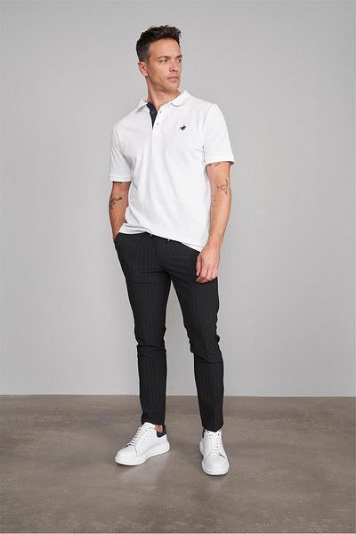 Çetinkaya Chester Polo 3047-L Men's Polo Neck Combed Pique T-Shirt White
