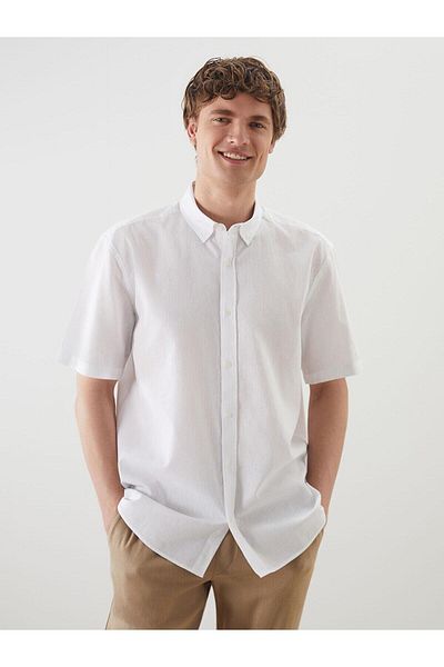LC Waikiki Ανδρικό πουκάμισο LCW Vision Regular Fit με κοντό μανίκι λινό μείγμα (S5)