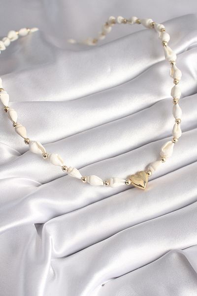 Skygo White Seashell Model Gold Color Heart Figure Women's Necklace - TJ-BKO8373