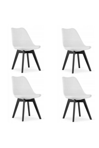 Avex Σετ 4 καρέκλες κουζίνας/σαλονιού, Artool, Mark, PP, ξύλινες, λευκές και μαύρες, 49x55,5x82,5 εκ.