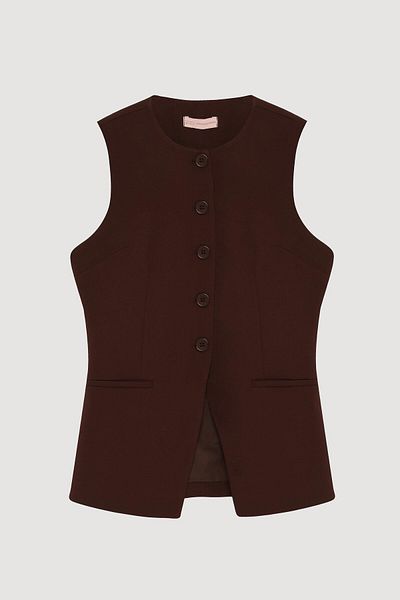 Quzu Buttoned Vest Brown