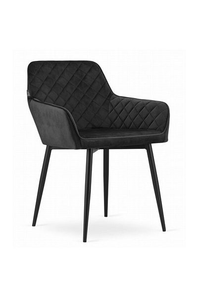 Avex Scaun de bucătărie/living în stil fotoliu, Artool, Nola, catifea, metal, negru, 58x57x79 cm