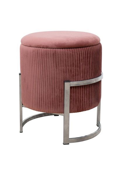 Avex Scaun, rotund, cu spațiu de depozitare, catifea, roz, 80 kg, 40x46 cm, Porto, Akord