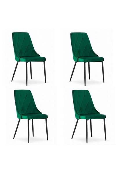 Avex Set de 4 scaune de bucătărie/living, Artool, Imola, catifea, metal, verde, 48.5x61x93.5 cm