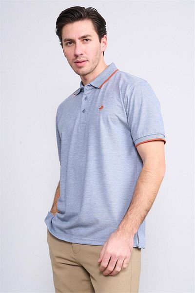 Çetinkaya Chester Polo 3939 Men's Polo Neck 1-1 Pique T-Shirt Blue