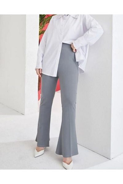 Locca Due Women's Black Lycra Flared Trousers