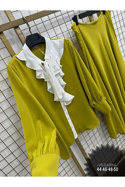 ARAS Plus Size Top and Bottom Set - Green - Flared skirt