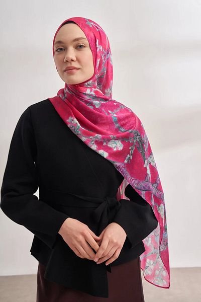 ARMANDA Εισαγόμενο σάλι Voile με μοτίβο αμυγδάλου -4464