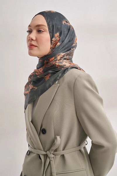 ARMANDA Şal cu model de flori de migdal din voal importat -4464